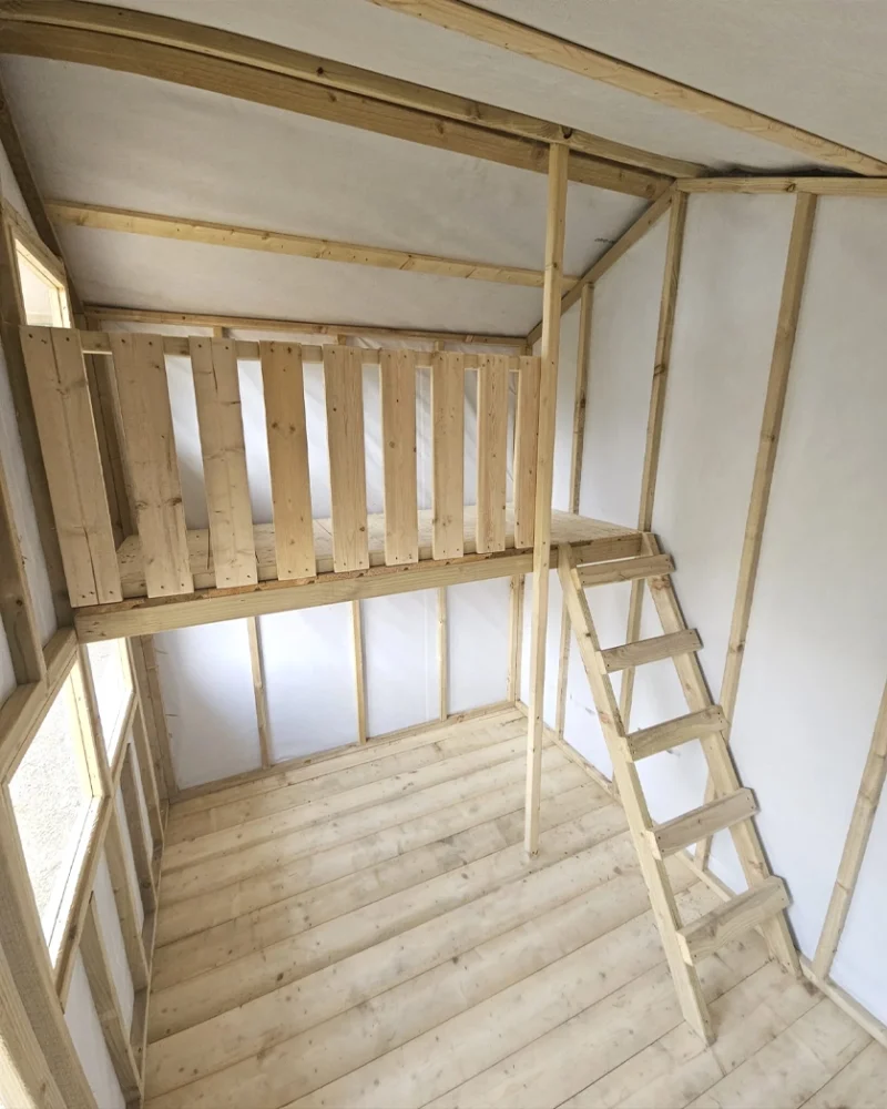 Interior playhouse with white lining
