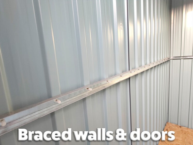 Braces walls and doors on the 4ft x 6ft shed
