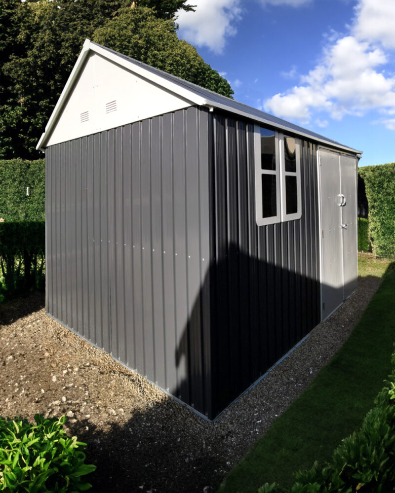45 degree angle view of the shed