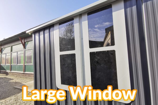 The large window on this steel shed, cottage style 10ft x 6ft