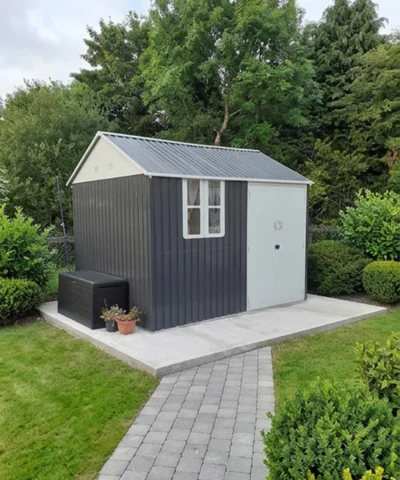 Steel Cottages Shed in a beautiful garden in a Dublin Suburb