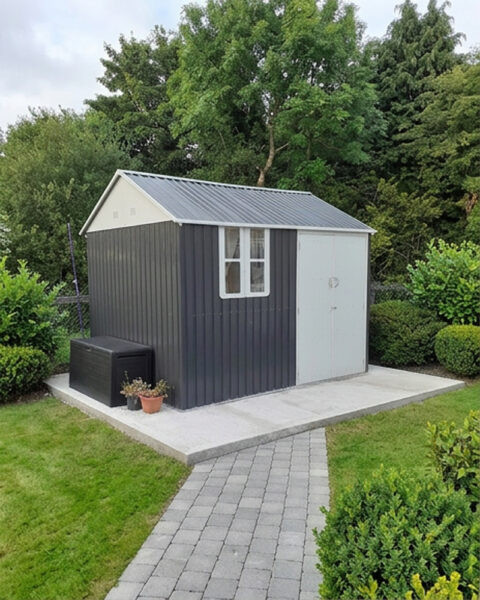 Steel Cottages Shed in a beautiful garden