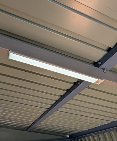 The Led Light attached to the inner roof of a steel shed