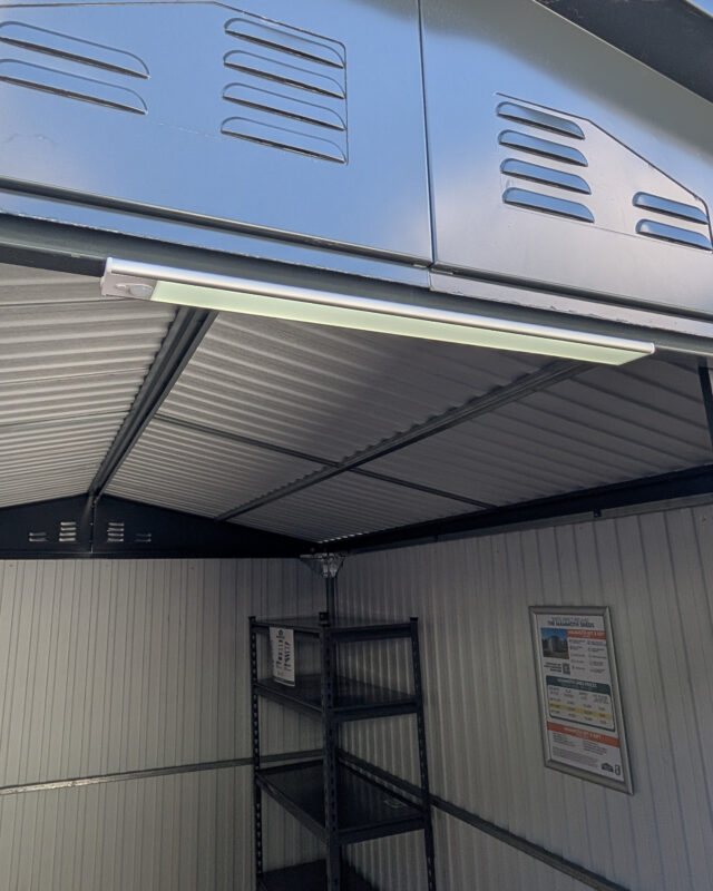 The Light attached above the entrance of a shed