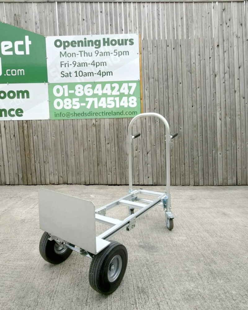 The 2 in 1 hand trolley in the fully down position