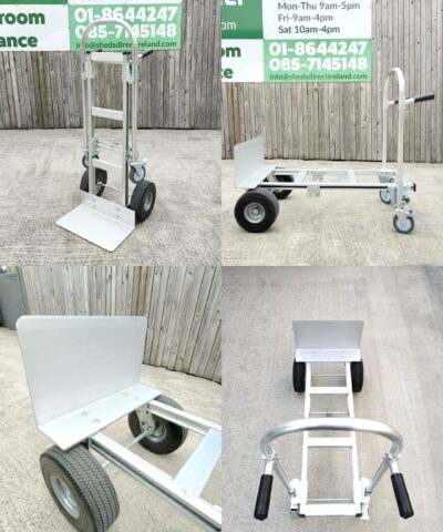 The 2 in 1 hand trolley from Sheds direct ireland. There are 4 photos joined into one here, showing off all the ways in which it can be used
