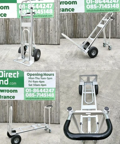The 3-in-1 handtruck in all three positions