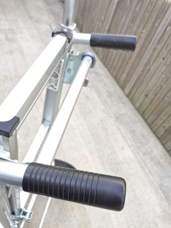 The rubber handle grips on the 2 in 1 hand truck from Sheds Direct Ireland