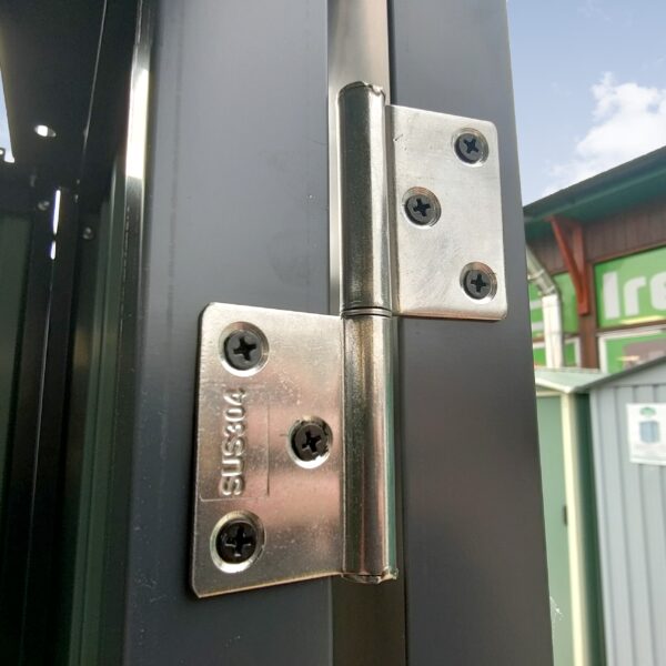 The bolts on the door of the premium apex sheds in Dublin