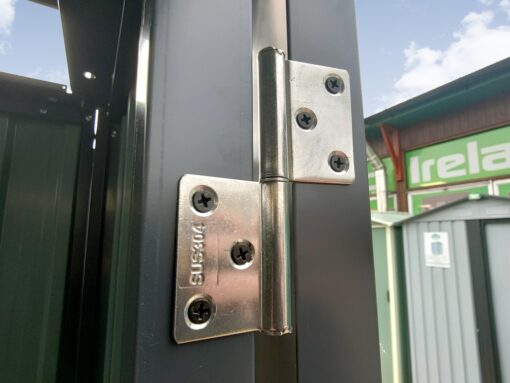 The bolts on the door of the premium apex sheds in Dublin