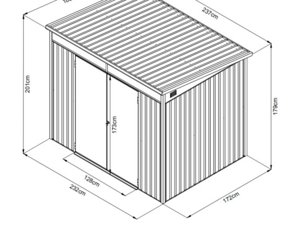 The Dimensions of the Premium Pitched 8ft x 6ft Steel Shed