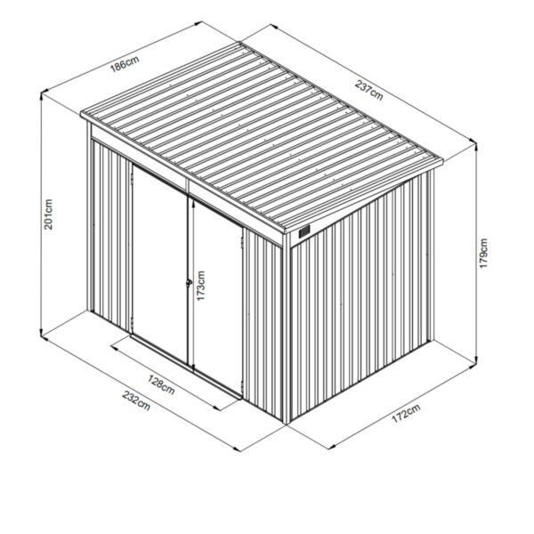The Dimensions of the Premium Pitched 8ft x 6ft Steel Shed