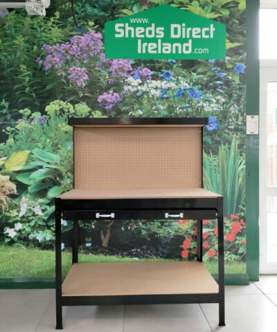 A frontal view of the work bench from Sheds Direct Ireland