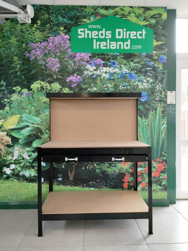 A frontal view of the work bench from Sheds Direct Ireland