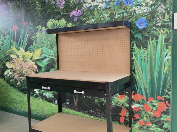 A 45 degree angled view of the work bench from sheds direct ireland