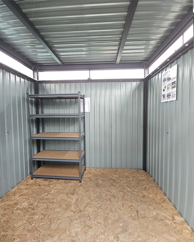An inside view of the shed as seen from the door