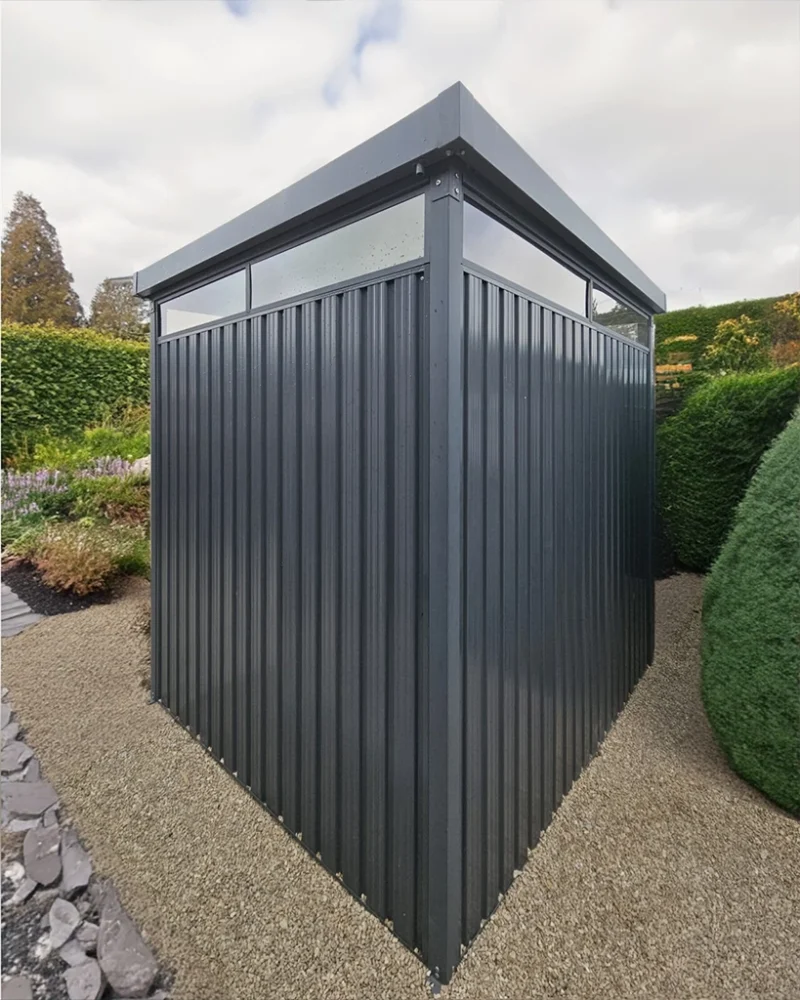The back of the premium panoramic shed