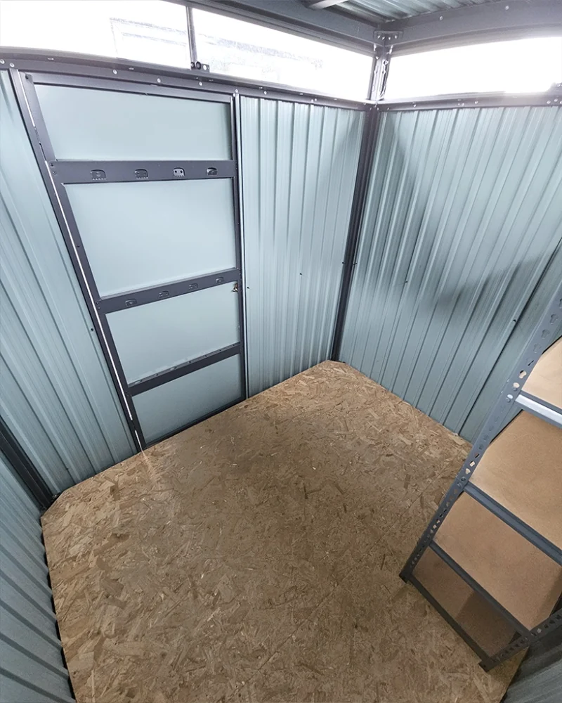 Panoramic shed interior view