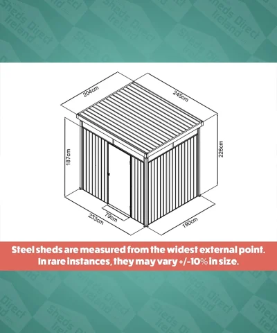 Dimensions of the 8ft x 7ft Premium Panoramic Shed