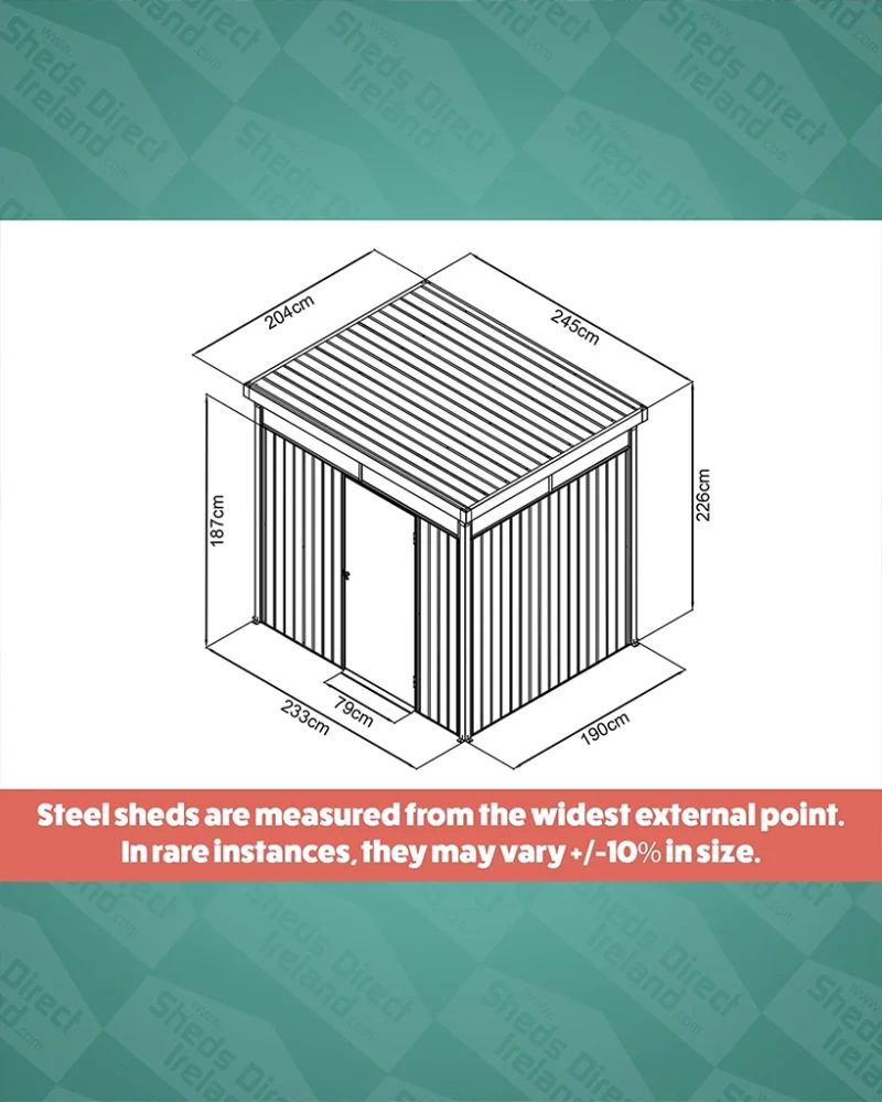 Dimensions of the 8ft x 7ft Premium Panoramic Shed