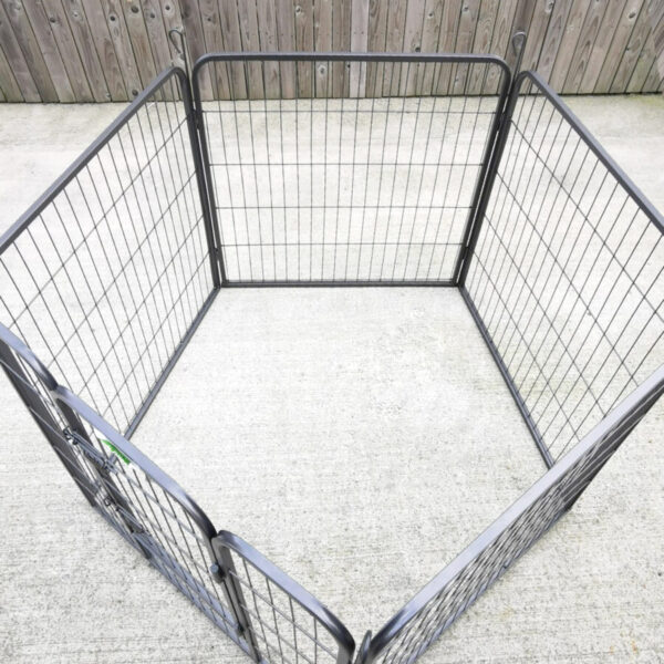 The dog pen adjusted to sit in the Hexagonal formation