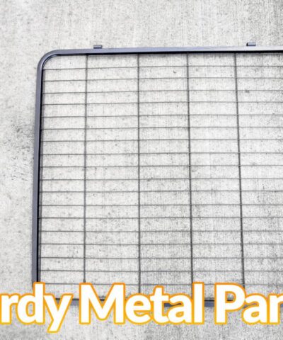Sturdy Metal Panels of the dog pen on a concrete ground