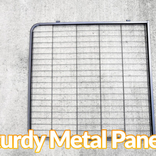 Sturdy Metal Panels of the dog pen on a concrete ground