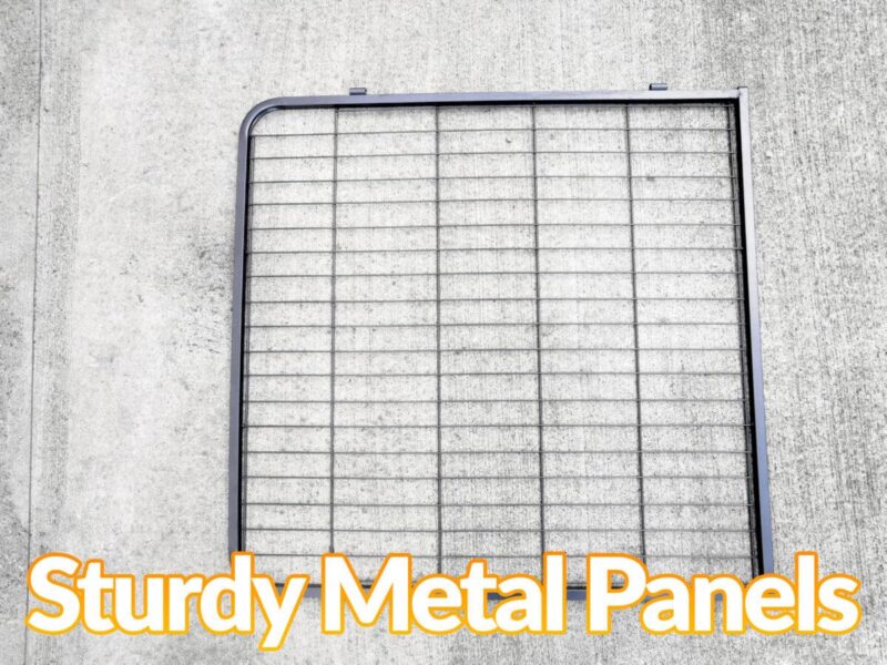 Sturdy Metal Panels of the dog pen on a concrete ground