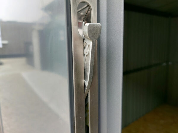The locking and opening mechanism for the door without the key on the premium shed