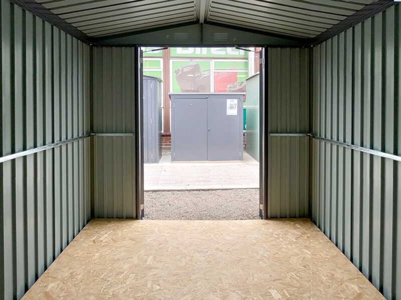 A view from inside the premium shed as seen from the back wall looking outwards