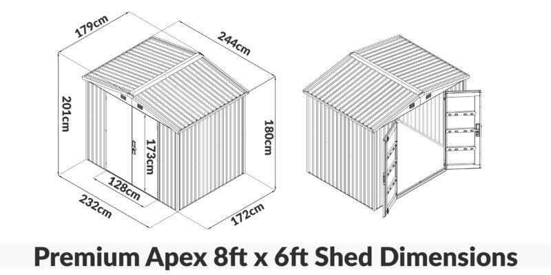 8ft x 6ft Premium Shed Dimensions 