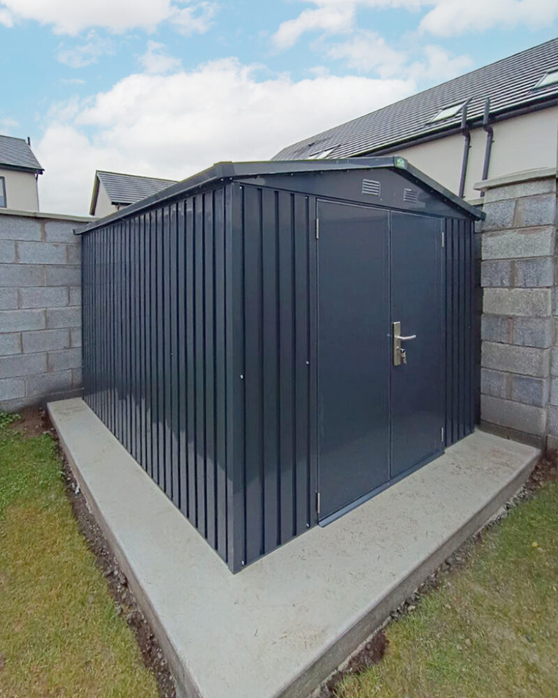 8ft x 10ft Premium Apex shed in a garden in Dublin