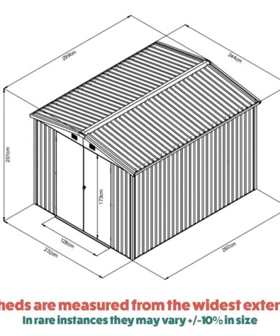 Premium Apex 8ft x 10ft steel shed dimensions