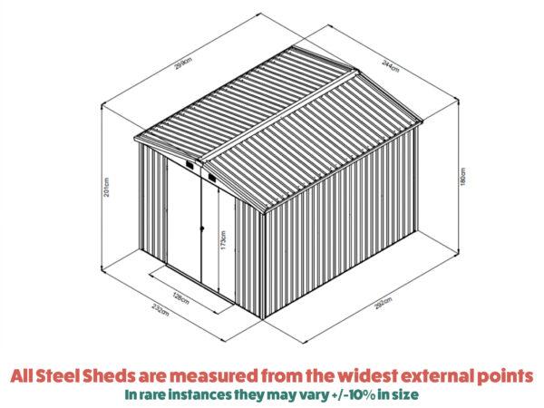 Premium Apex 8ft x 10ft steel shed dimensions