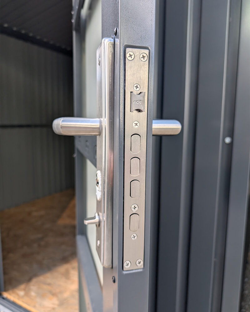 The locking mechanism of the door on the premium apex shed