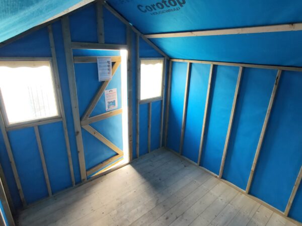 Inside the overhang shed from sheds direct ireland March 2022