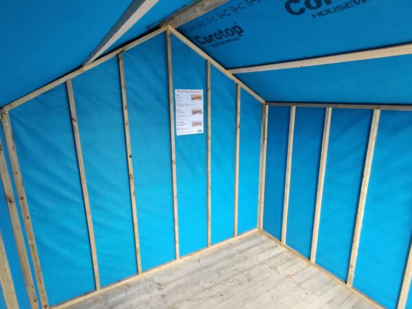Inside the overhang shed from sheds direct ireland March 2022