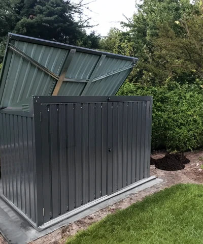 The Three Bin Store in a back garden