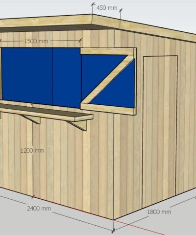 A graphic of the The Tolka Garden Bar, showing the front and side elevation
