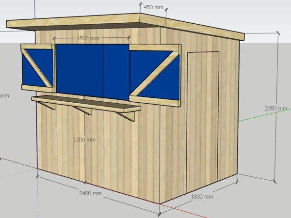 A graphic of the The Tolka Garden Bar, showing the front and side elevation