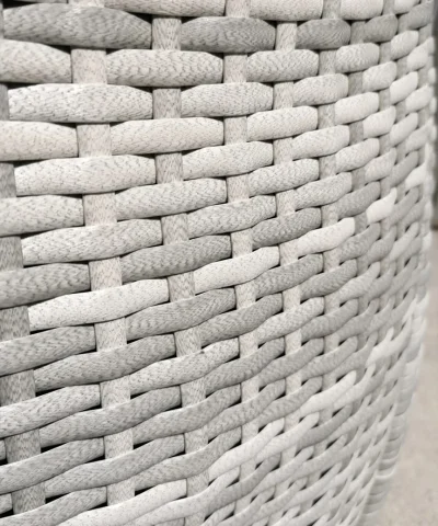 The rattan exterior of the bistro set