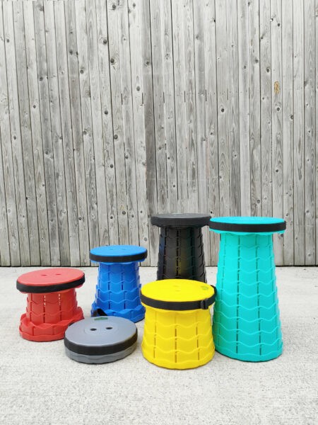 The range of colours available in the pop up stools from Sheds Direct Ireland