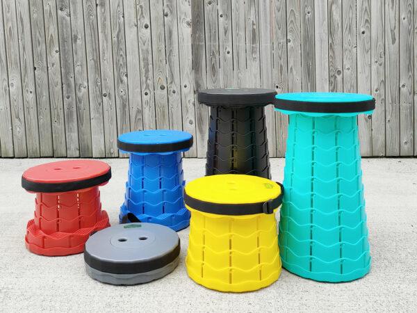 The range of colours available in the pop up stools from Sheds Direct Ireland