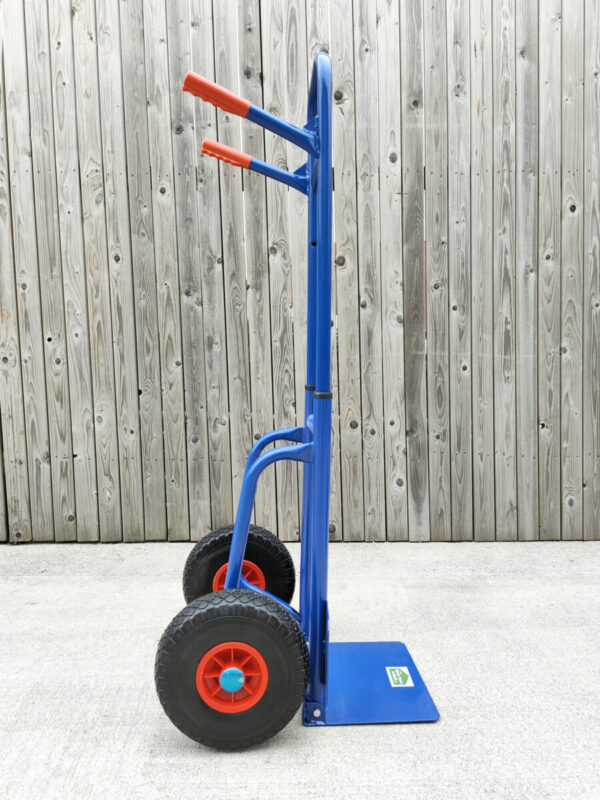 A side profile view of the compactable hand truck from sheds direct ireland