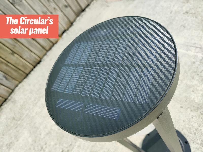 The circular LED Garden Light solar panel detail