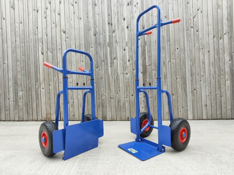 This is one of our best hand truck. The image shows the 2 of the blue hand trolleys. One fully erected and one condensed. 