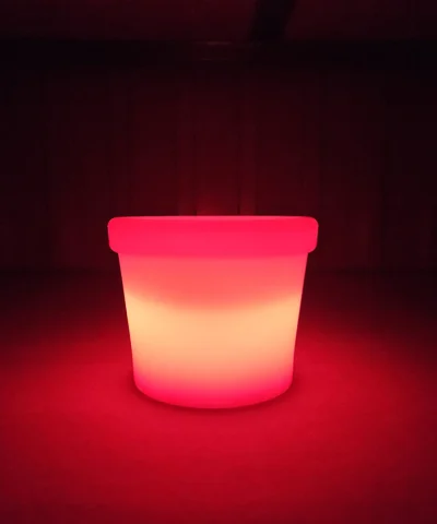The Elfin Pot glowing in Red
