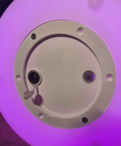 The LED Pot is purple and the charging port is shown