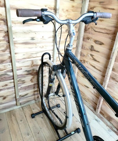 the bike stand in a shed