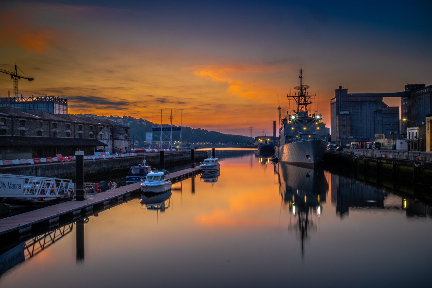 A beautiful sunset picture of the Port of Cork